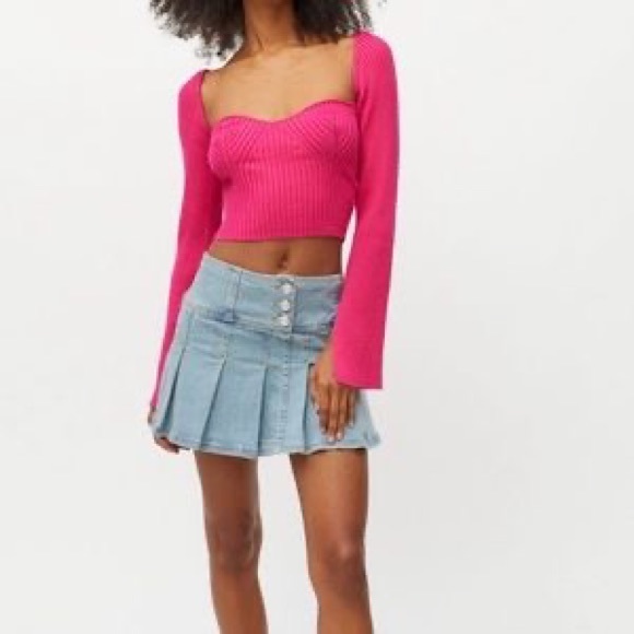 Juliet Urban outfitters  hot pink sweetheart long sleeve top 💝 - Picture 3 of 6